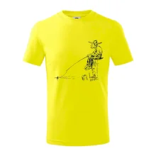 Kreslený rybár na pni