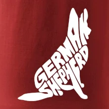 Nemecký ovčiak sediaci napis