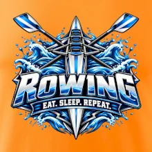 Veslařská loď se zkříženými vesly eat sleep repeat