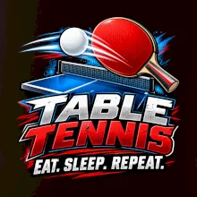 Stolní tenis pálka a míček eat sleep repeat
