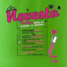 Tričko na rozlúčku s úlohami na chrbte + nápis nevesta