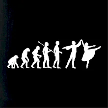 Evolúcia tanec - muž a žena so sukňou