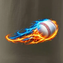 Letící baseballový míček v plamenech