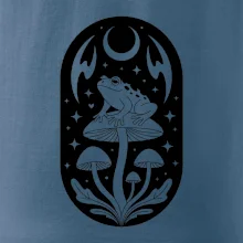 Goblincore čiernobiela oválna žaba