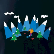 Lyžiar a farebné hory Lyžiar a farebné hory