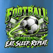Futbalová lopta a štadión eat sleep repeat