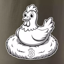 Kurča sediace na bitcoinovom hniezde
