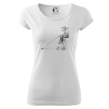 Kreslený rybár na pni