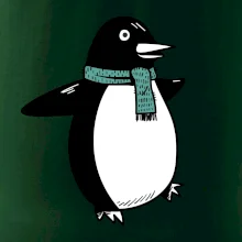 Tučniak so zeleným šálom