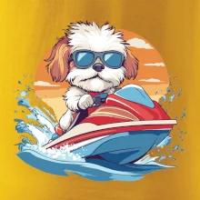 Bišónik na vodnom skútri Bišónik na vodnom skútri