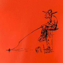 Kreslený rybár na pni