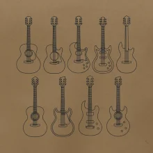 Typy gitár čiernej kresby
