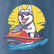 Husky na vodnom skútri