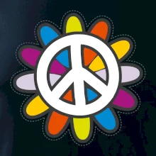 Peace symbol s kreslenou kvetinou