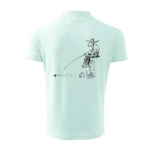 Kreslený rybár na pni