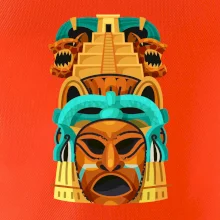 Mayová maska s pyramídou