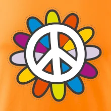 Peace symbol s kreslenou kvetinou