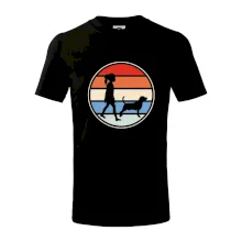 Retro kruh - dievča a pes na prechádzke