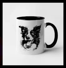 Čiernobiela karikatúra Border kólia