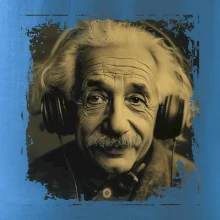 Albert Einstein so slúchadlami Albert Einstein so slúchadlami