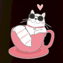 Hustá mačka v hrnčeku