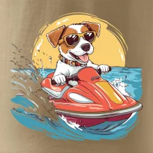 Jack russell teriér na vodnom skútri