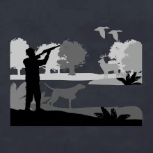 Lovec a stavač v lese