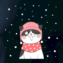 Mačka v zimnej čiapke