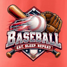 Baseballová pálka s rukavicou eat sleep repeat