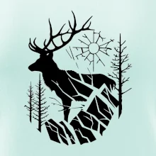 Jeleň v lese krivky