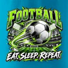 Futbalová lopta a štadión eat sleep repeat