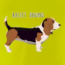 Basset hound pes s nápisom