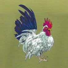 Kohút kreslený biely