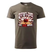 Bowlingová guľa a kolky eat sleep repeat