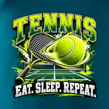 Tenisová raketa a míček eat sleep repeat