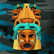 Mayová maska s pyramídou