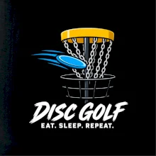 Discgolfový kôš s letiacim diskom eat sleep repeat