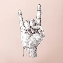 Rocková ruka kreslená