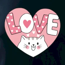 Mačka love - ružové srdce