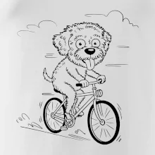 Lagotto romagnolo karikatúra na bicykli čierna