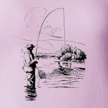 Kreslený rybár s podberákom