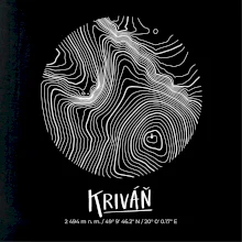 Kriváň - vrstevnice v kruhu