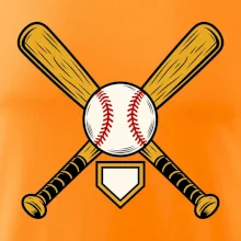 Zkřížené baseballové pálky a míček