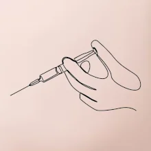 Ruka a injekcia jedným ťahom