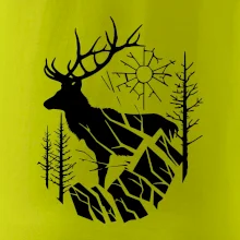 Jeleň v lese krivky