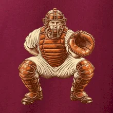 Baseballový catcher retro rytina