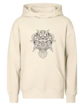 Steampunk sova čiernobiela