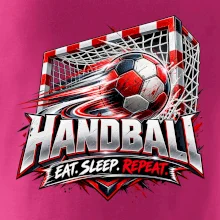 Hádzanárska lopta v bránke eat sleep repeat