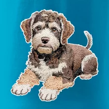 Lagotto romagnolo ležiaci vyšívaný na prsníku