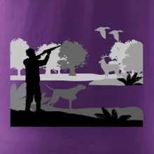 Lovec a stavač v lese